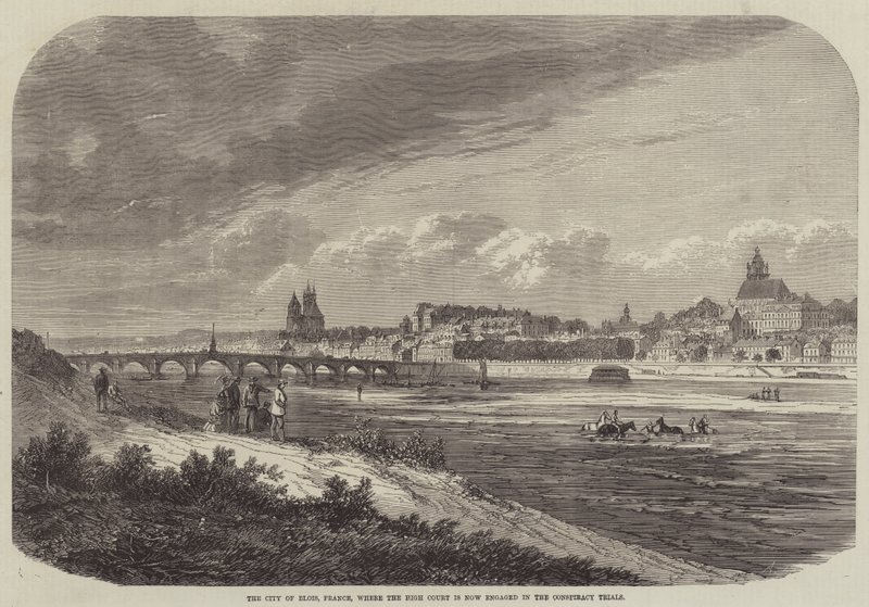 A cidade de Blois, em França, onde o Supremo Tribunal está atualmente envolvido nos julgamentos de conspiração (gravura) de English School