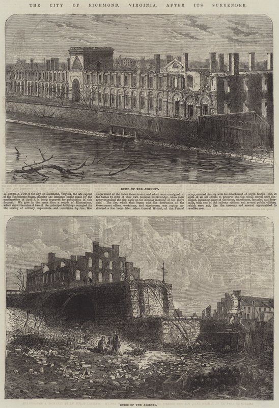 A Cidade de Richmond, Virgínia, após a sua Rendição (gravura) de English School