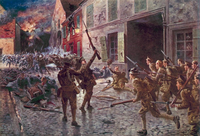 Os Coldstream Guards em Landrecies, agosto de 1914 de English School