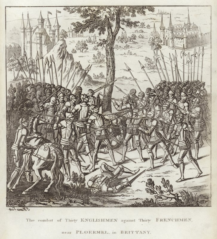 O Combate de trinta ingleses contra trinta franceses, perto de Ploermel, na Bretanha de English School