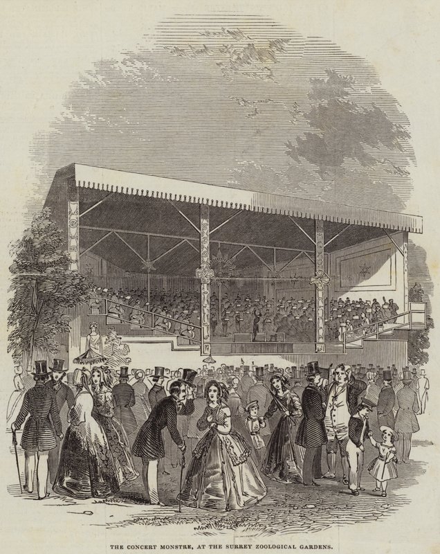 O Concerto Monstre, no Surrey Zoological Gardens (gravura) de English School