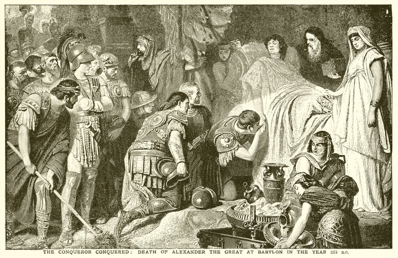 O Conquistador Conquistou: Morte de Alexandre o Grande na Babilônia no ano 323 aC de English School