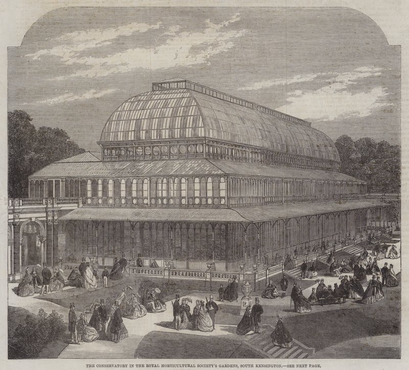 O Conservatório nos Jardins da Royal Horticultural Society, South Kensington (gravura) de English School