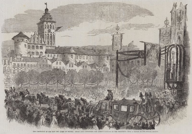 A Coroação do Rei e Rainha da Prússia, Entrada em Konigsberg, a Carruagem da Rainha na Procissão (gravação) de English School