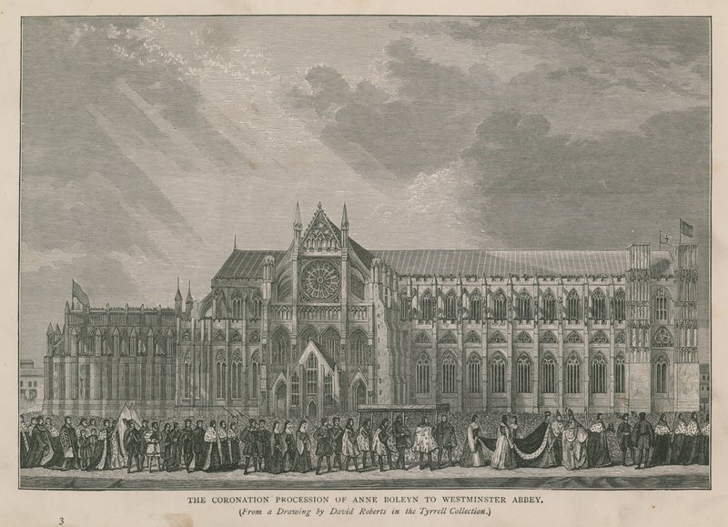 A procissão de coroação de Ana Bolena à Abadia de Westminster de English School