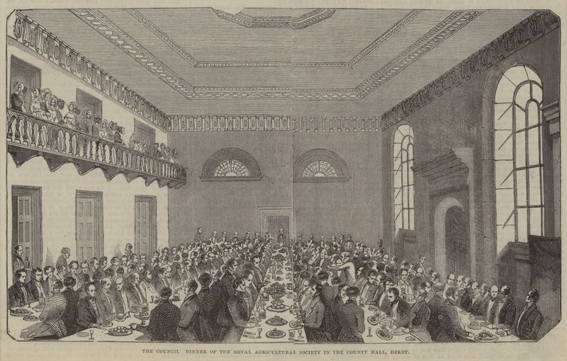 O jantar do Conselho, Royal Agricultural Society, County Hall, Derby de English School