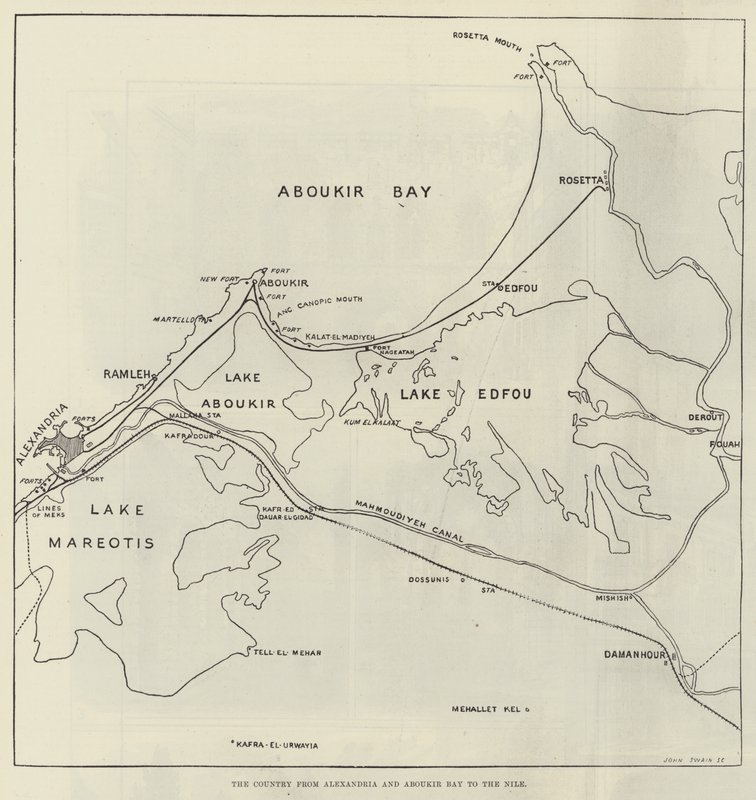 O País desde Alexandria e Aboukir Bay até ao Nilo (gravura) de English School