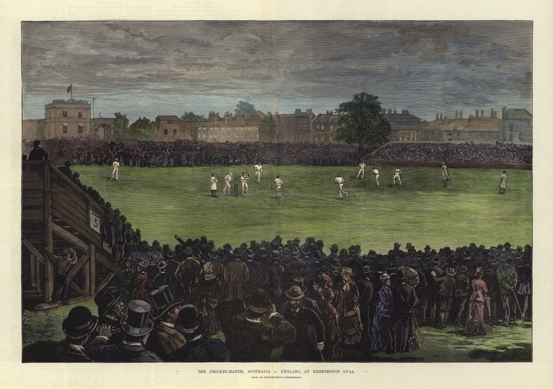 O jogo de críquete, Austrália v Inglaterra, em Kennington Oval de English School