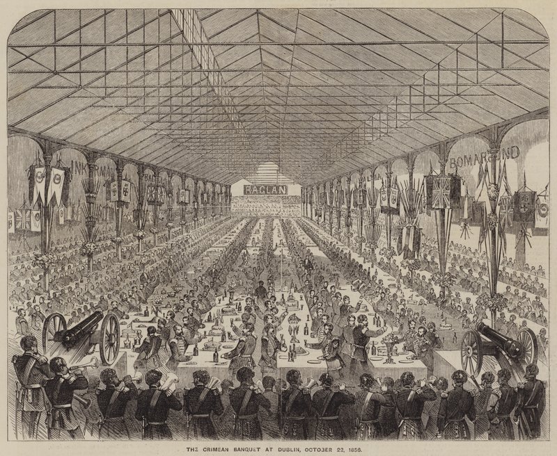 O Banquete da Crimeia em Dublin, 22 de Outubro de 1856 (gravura) de English School