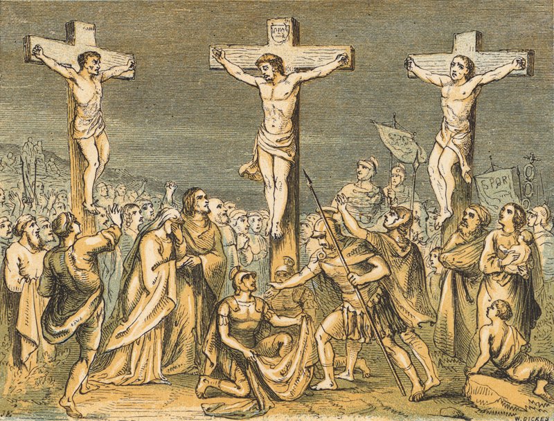 A Crucificação (gravura colorida) de English School