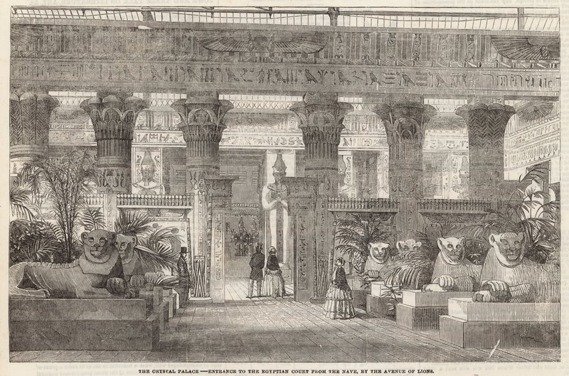 O Palácio de Cristal: Entrada para o Tribunal Egípcio da Nave pela Avenida dos Leões de English School