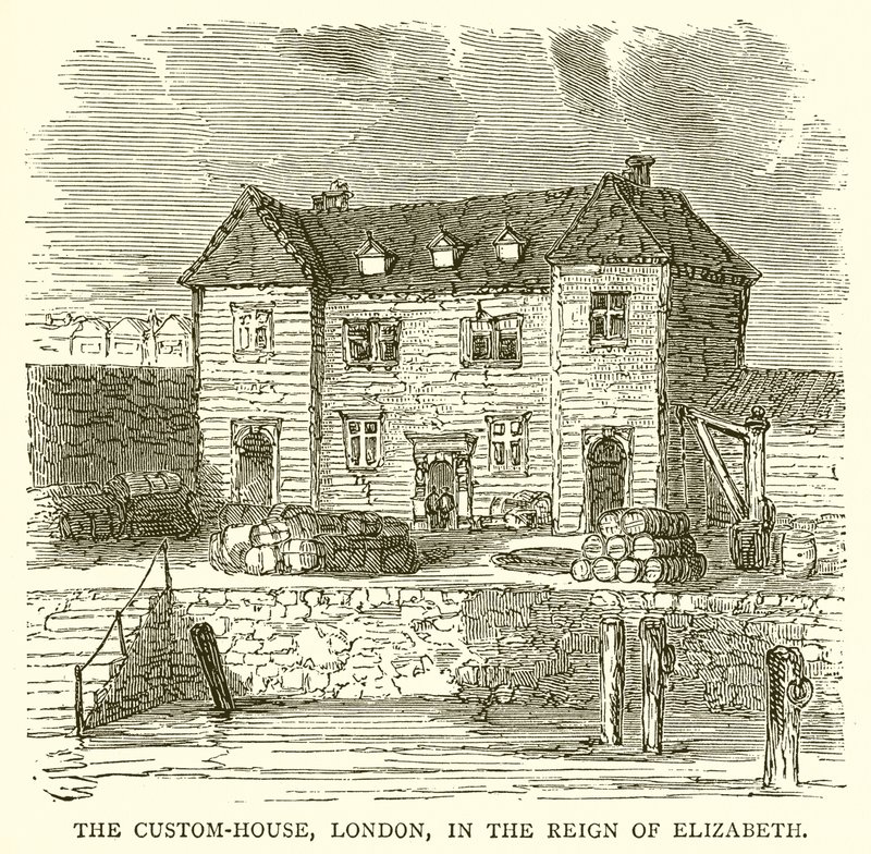 A Alfândega, Londres, no Reino de Elizabeth de English School