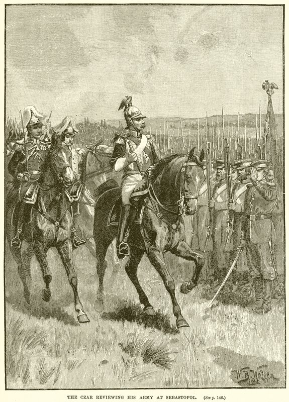 O Czar revendo seu exército em Sebastopol de English School