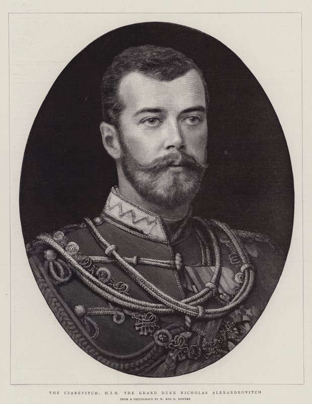 O Czarevitch, HIH o Grão-Duque Nicholas Alexandrovitch (gravura) de English School
