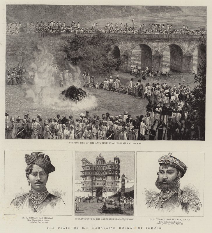 A Morte de HH Maharajah Holkar de Indore (gravura) de English School