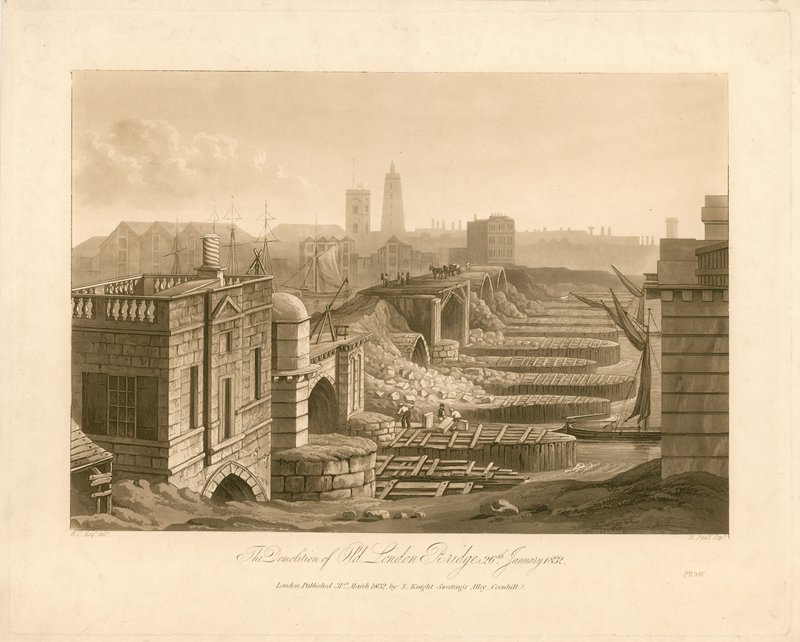 A demolição da antiga ponte de Londres, 26 de janeiro de 1832 de English School