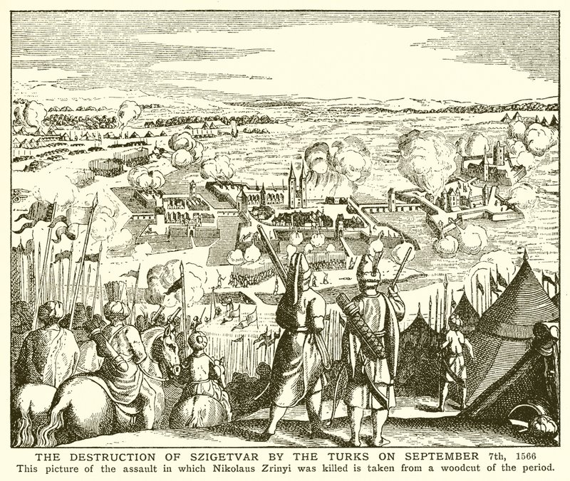 A destruição de Szigetvar pelos turcos em 7 de setembro de 1566 de English School