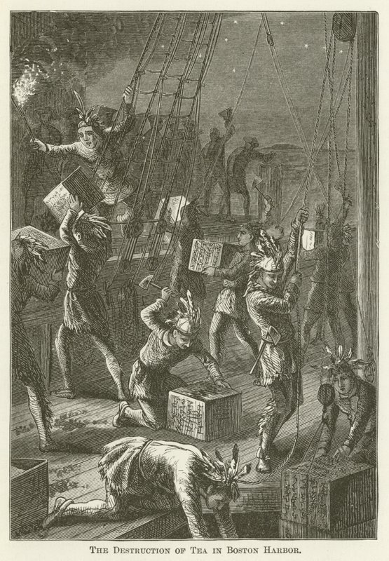 A destruição do chá no porto de Boston de English School