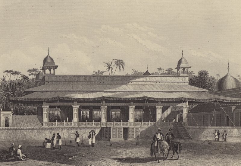 O Dewas Khan, ou Salão de Audiências, Palácio de Deli (gravura) de English School