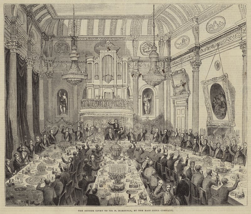 O Jantar oferecido a Sir H Hardinge, pela East India Company (gravura) de English School