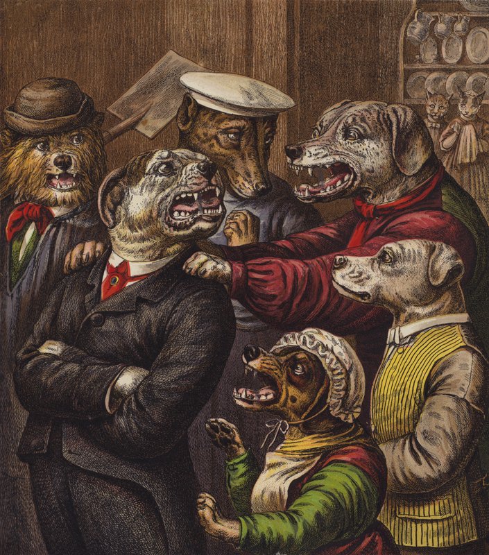 O jantar do cão (litografia a cores) de English School