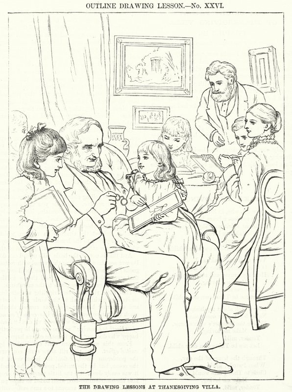 As Lições de Desenho na Villa de Acção de Graças (gravura) de English School