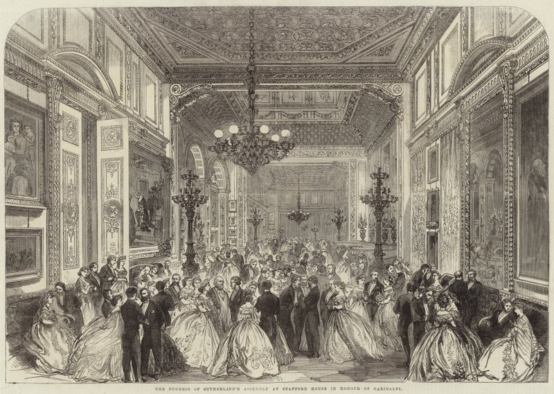 A assembléia da Duquesa de Sutherland na Stafford House em homenagem a Garibaldi de English School
