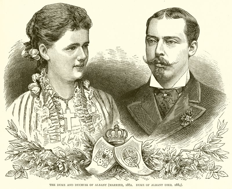 O duque e a duquesa de Albany (casado, 1882. Duque de Albany morreu, 1884) de English School