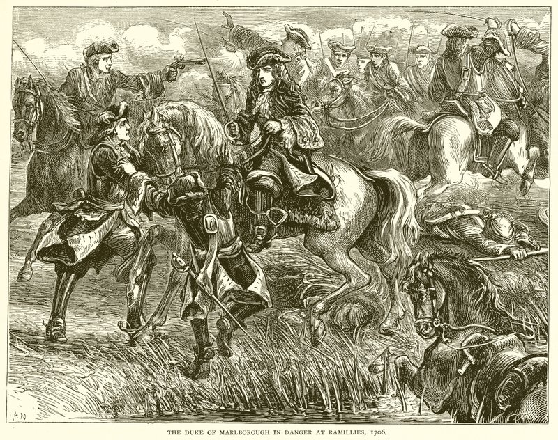 O duque de Marlborough em perigo em Ramillies, 1706 de English School