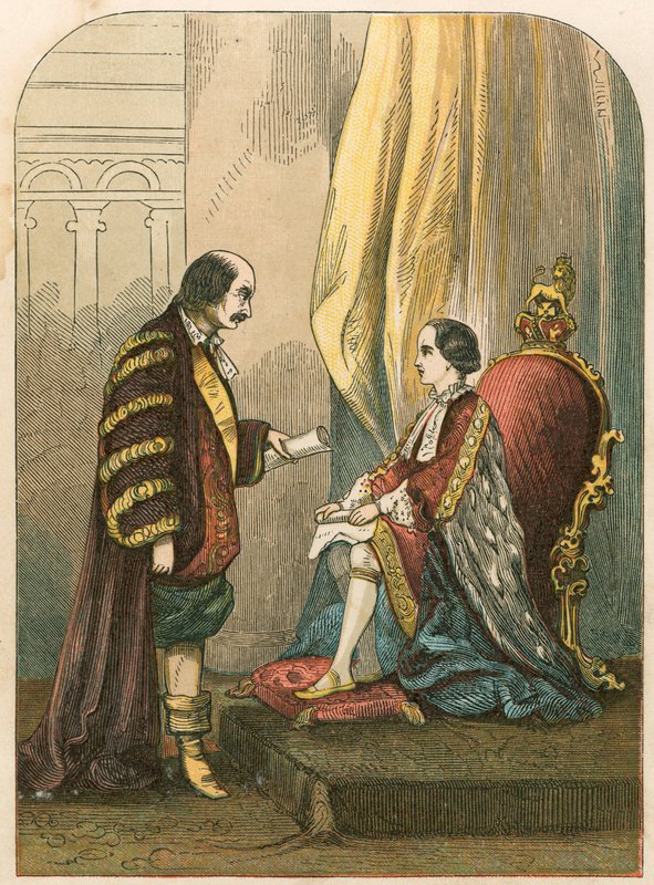 O Duque de Northumberland persuadindo Edward VI a mudar a sucessão de English School
