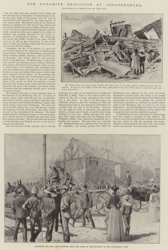 A Explosão da Dinamite em Joanesburgo (Litho) de English School