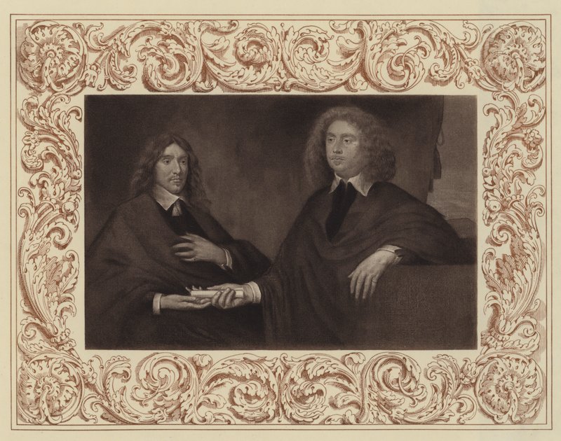 O Conde de Lauderdale (à direita) e O Conde de Lanark (depois o segundo Duque de Hamilton) (litho) de English School