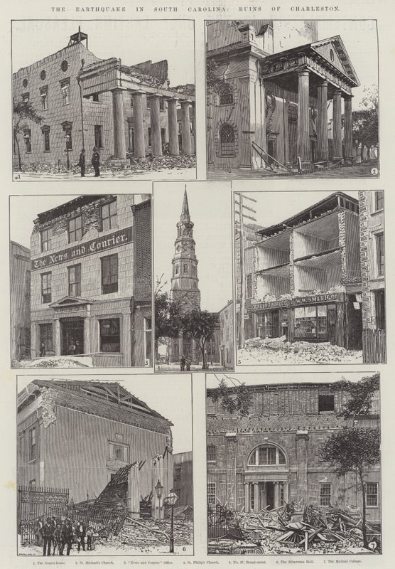 O Terramoto na Carolina do Sul, Ruínas de Charleston (gravura) de English School