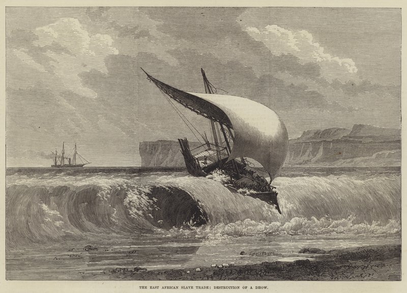 O comércio de escravos na África Oriental, a destruição de um Dhow de English School
