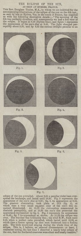O Eclipse do Sol, como visto em Hyeres, França (gravura) de English School