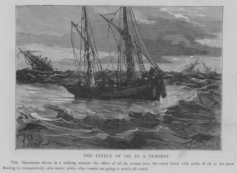 O Efeito do Óleo em Tempestade (gravura) de English School