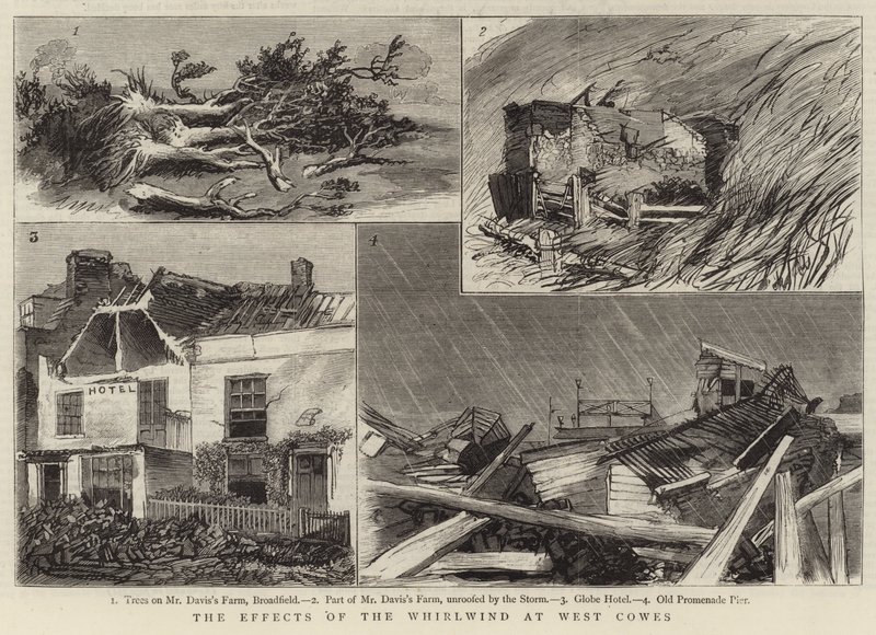 The Effects of the Whirlwind at West Cowes (gravura) de English School