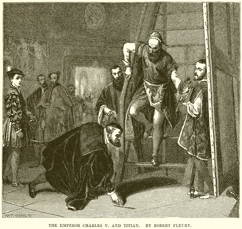 O imperador Carlos V e Ticiano. Por Robert Fleury de English School