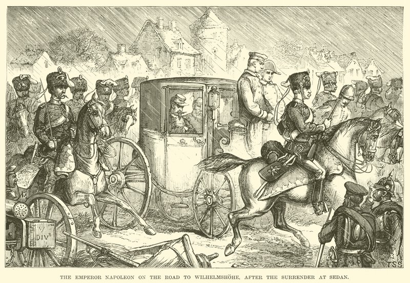 O Imperador Napoleão na estrada para Wilhelmshohe, após a rendição em Sedan (gravura) de English School