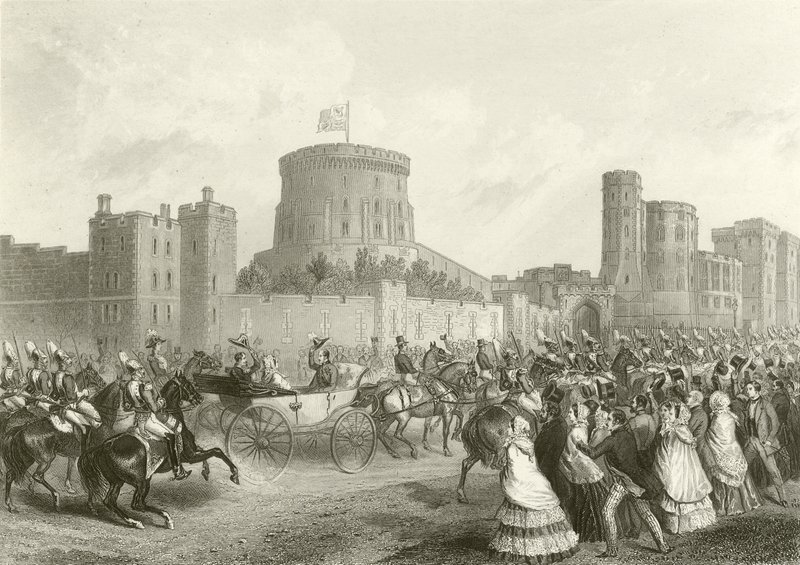 O Imperador e a Imperatriz dos Franceses no Castelo de Windsor de English School