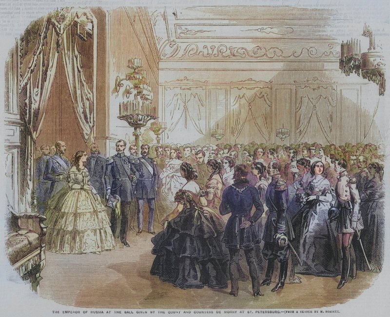 O Imperador da Rússia no Baile dado pelo Conde e Condessa de Morny em São Petersburgo (gravura) de English School