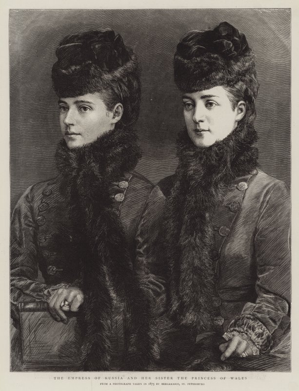 A Imperatriz da Rússia e sua irmã, a Princesa de Gales (gravura) de English School