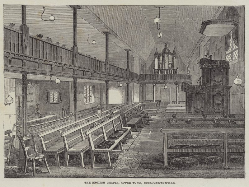 A capela inglesa, Cidade Alta, Boulogne-sur-Mer (gravura) de English School