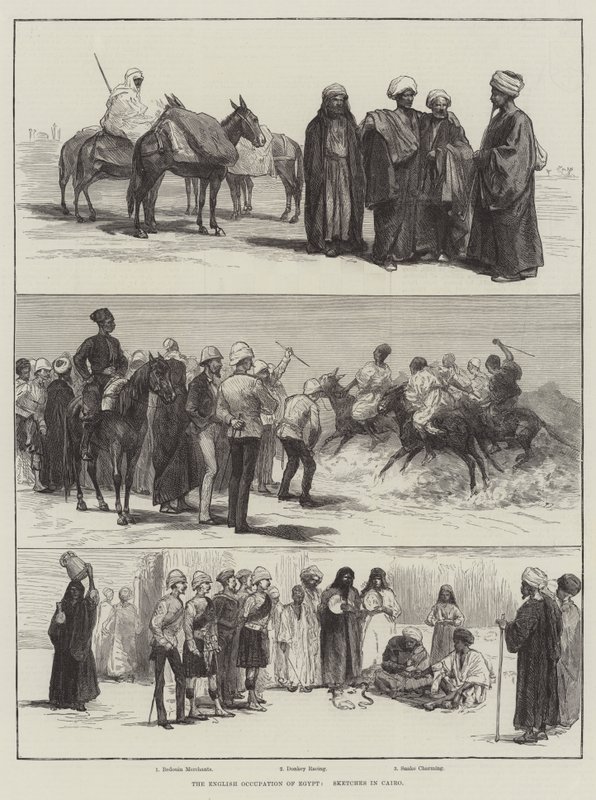 A Ocupação Inglesa do Egipto, Esboços no Cairo (gravura) de English School