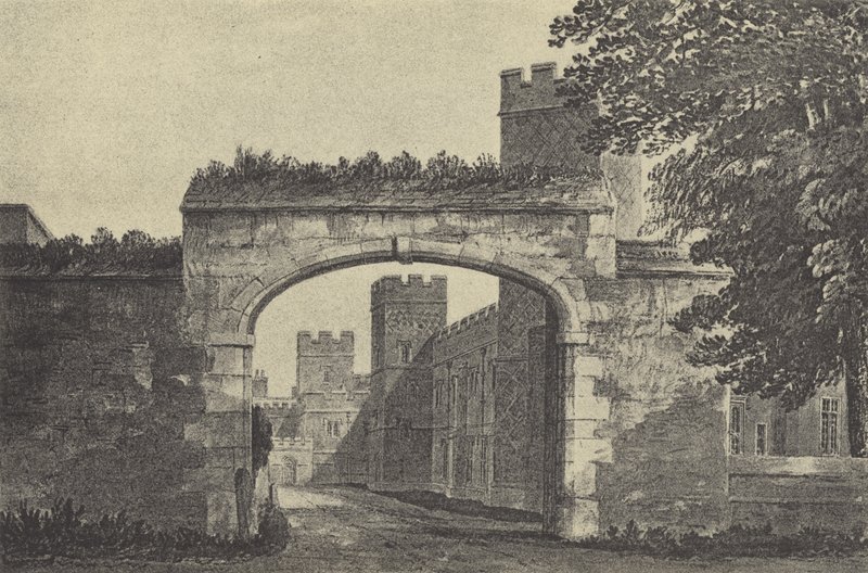 A entrada para o jardim de Weston, 1818 (gravura) de English School