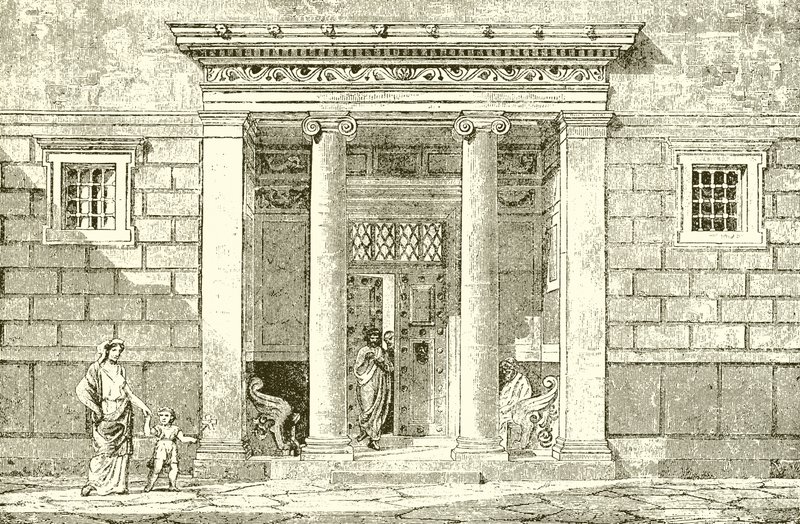 A, entrada, para, um, Noblemans, casa, em, atenas de English School