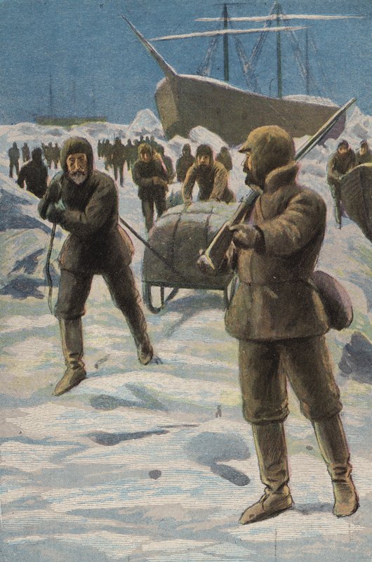 O Erebus e o Terror no Gelo (cor litho) de English School