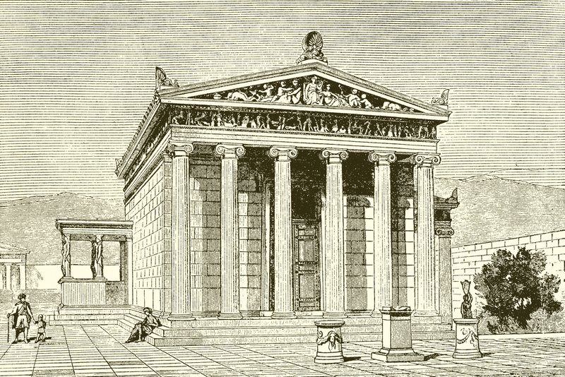O Erechtheion, um famoso templo em Atenas para o Herói Erectheios de English School