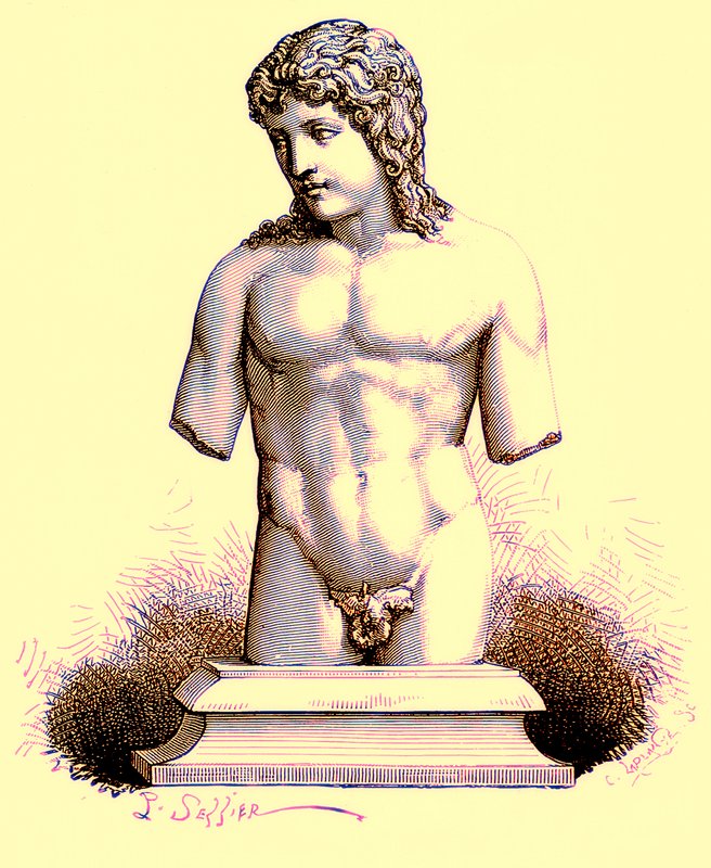 O Eros do Vaticano, estátua no Vaticano, ilustração da História de Roma por Victor Duruy, publicado em 1884 (imagem digital melhorada) de English School