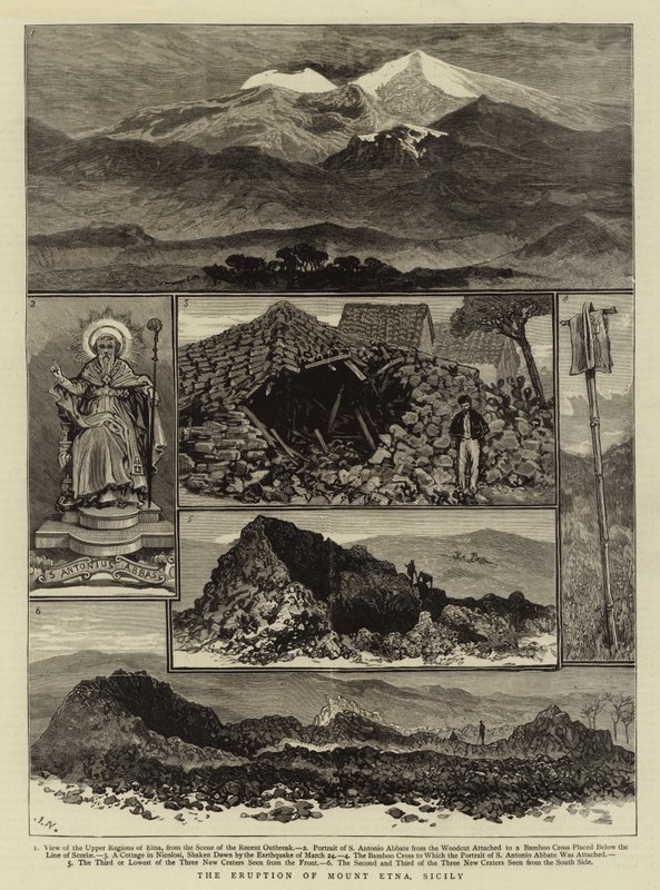 A Erupção do Monte Etna, Sicília (gravura) de English School
